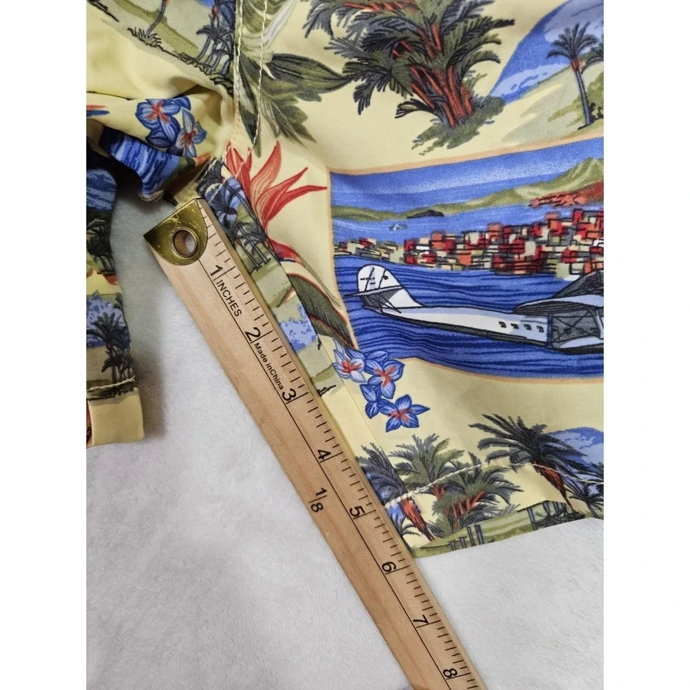 Vintage REYN SPOONER Pattern Ships Planes Palm Polyester Swim Shorts Men's Small